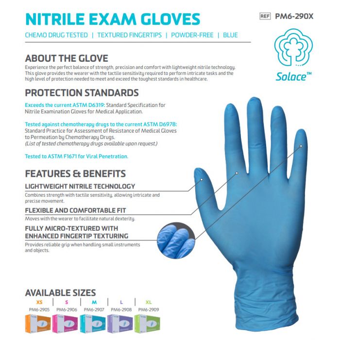 PRIMED® Solace Nitrile Exam Gloves Large